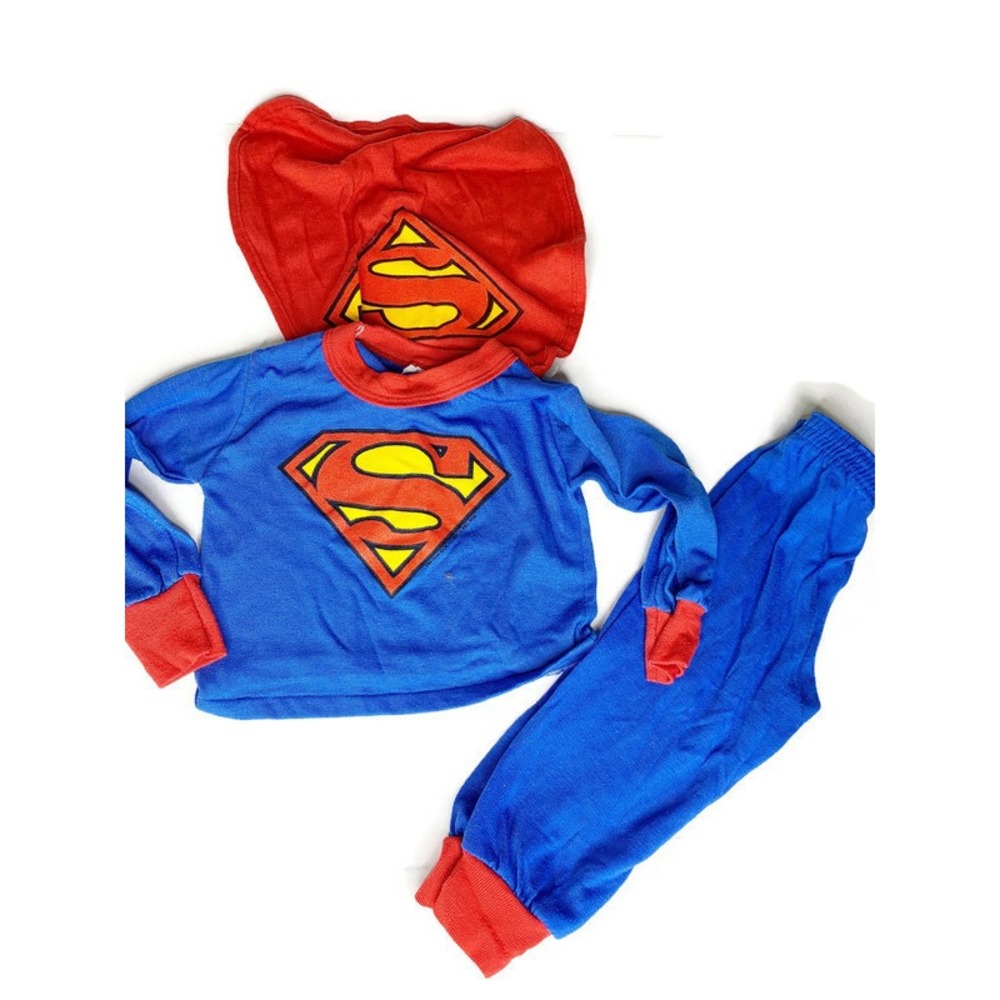 Vintage 1974 DC Comics Superman Set Size 3T Cape Long Sleeve Shirt Pants Costume